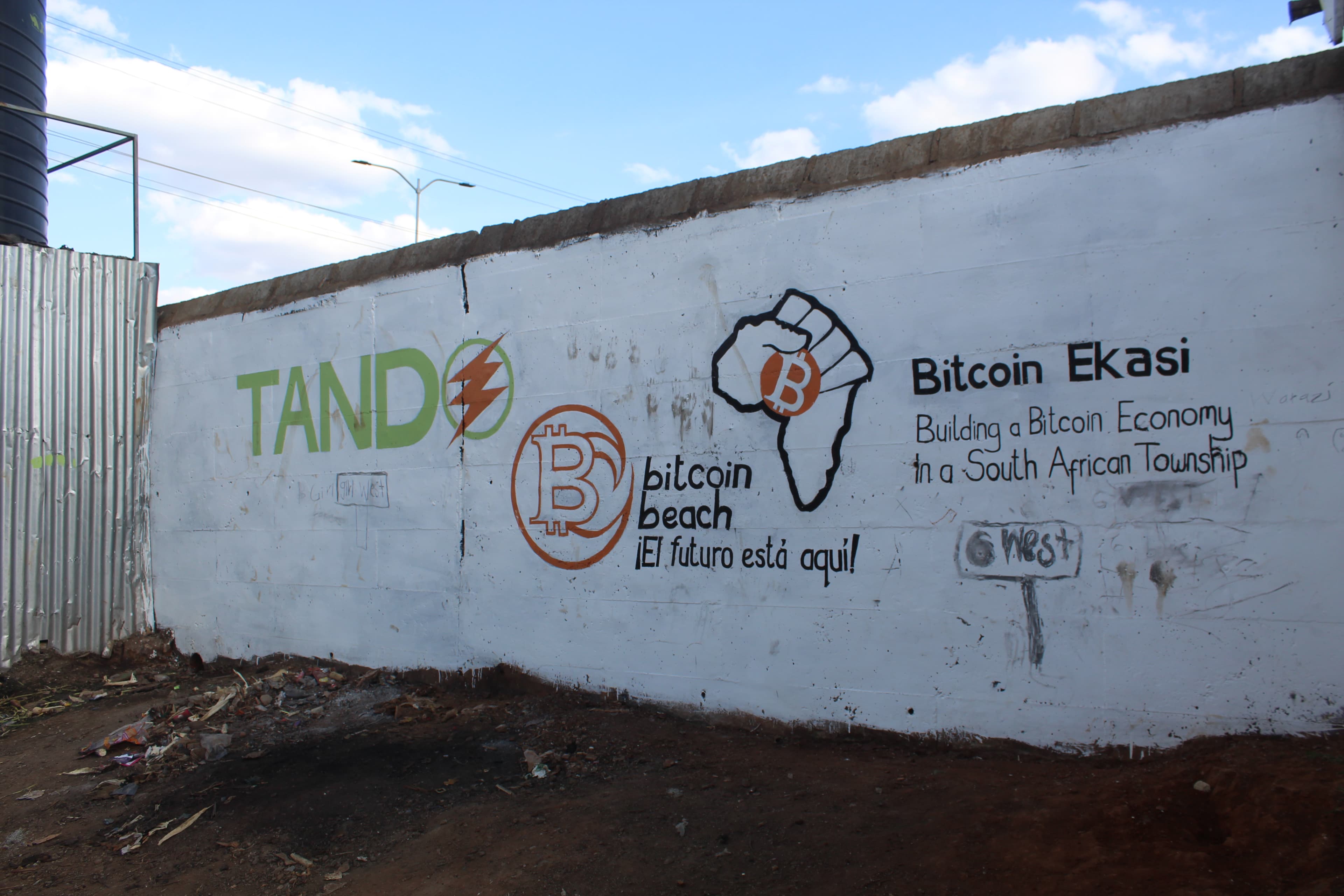 Bitcoin mural on a wall in Soweto West, Kibera
